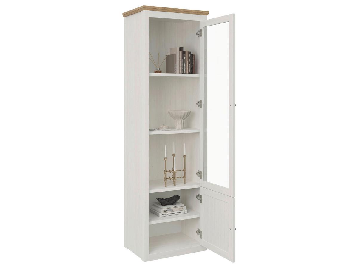 Vitrine Korsika Eichefarben/Weiß - Eichefarben/Schwarz, ROMANTIK / LANDHAUS, Glas/Holzwerkstoff (58,1/195/43cm) - Mömax