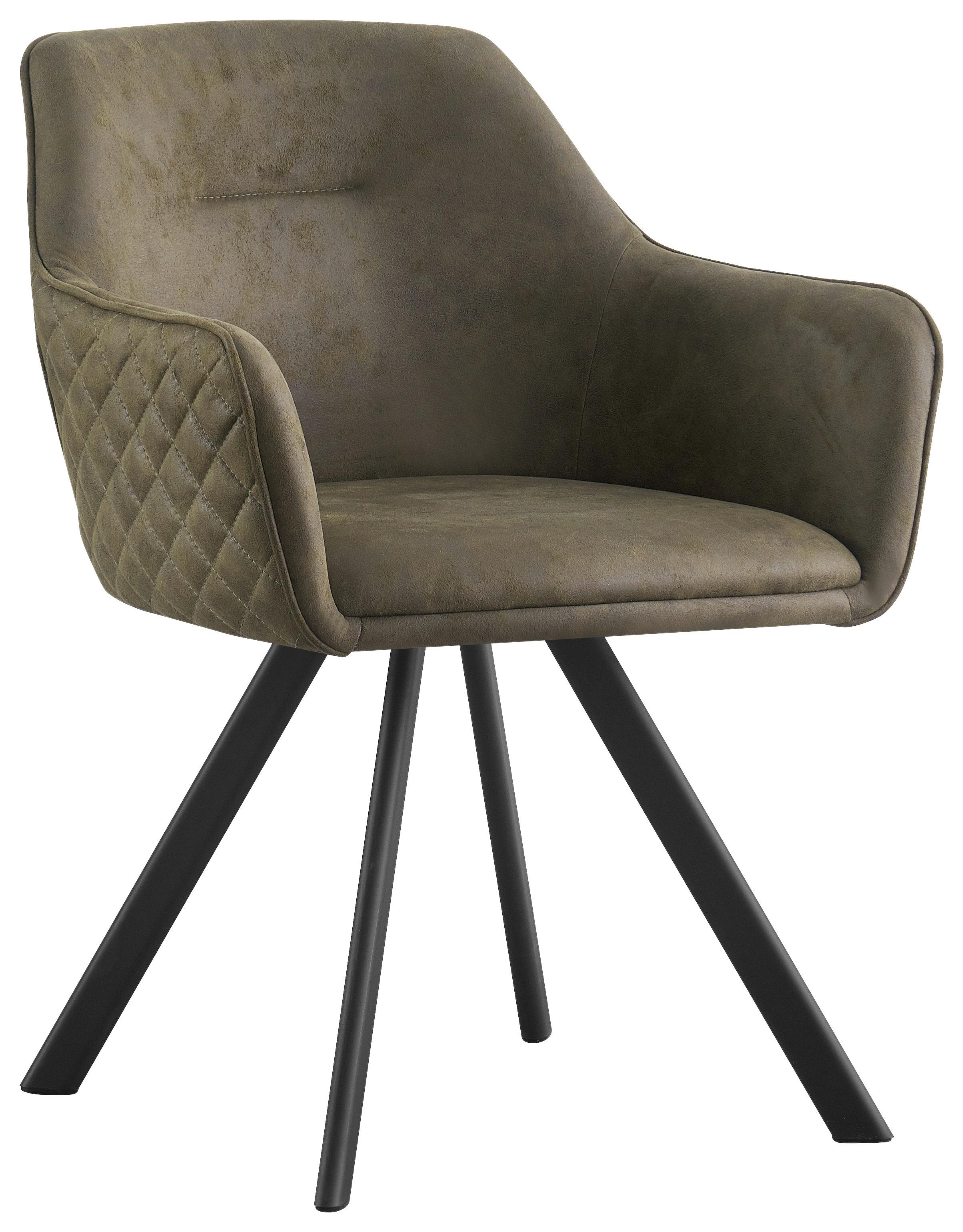 KRZESŁO Z PODŁOKIETNIKAMI MARKO - zielony/czarny, Design, metal/tkanina (58,5/78,5/60cm) - Hom`in