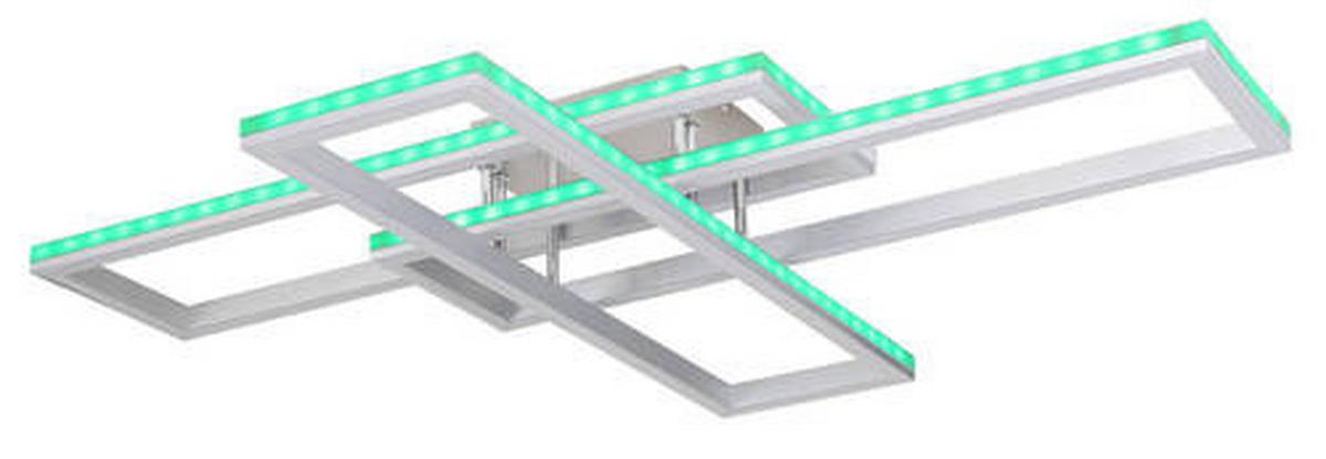 LED-Deckenleuchte Salmos Opal/Silberfarben max. 50 Watt - Silberfarben/Opal, Design, Kunststoff/Metall (100/69,5/13,5cm) - Globo