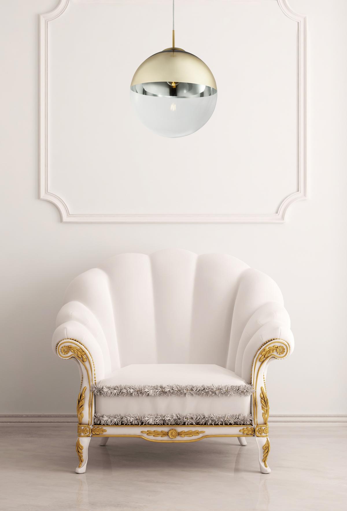 Hängeleuchte Varus in Goldfarben max. 40 Watt - Transparent/Goldfarben, Design, Glas/Metall (33/120cm) - Globo