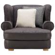 Big Sessel in Grau - Dunkelgrau/Eichefarben, MODERN, Holz/Textil (123/95/46/145cm) - PREMIUM LIVING