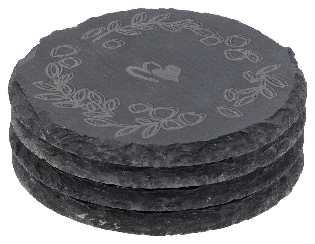Alátétszett Funny - fekete, Modern, kő (10cm) - Zandiara
