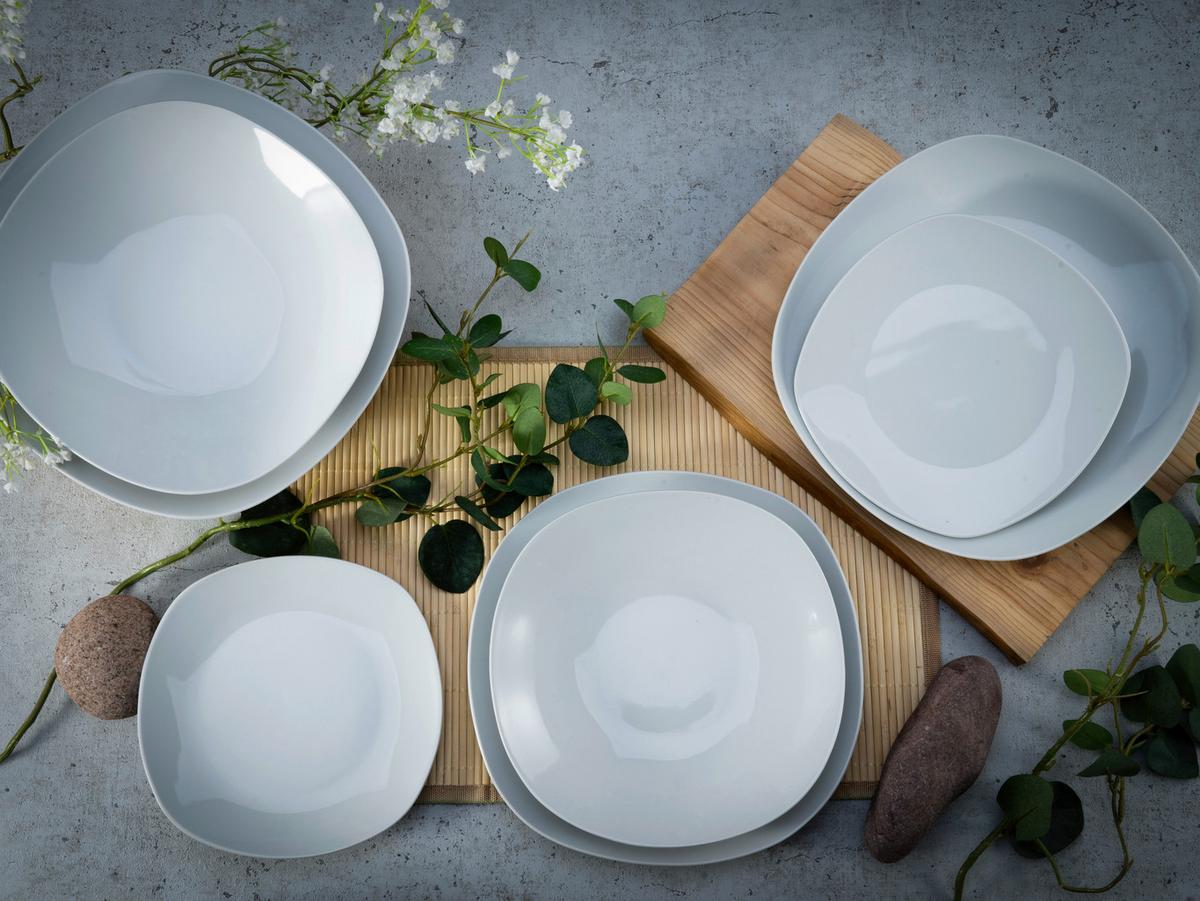 Tafelservice Weiß, 18-teilig - Weiß, Basics, Keramik - Creatable