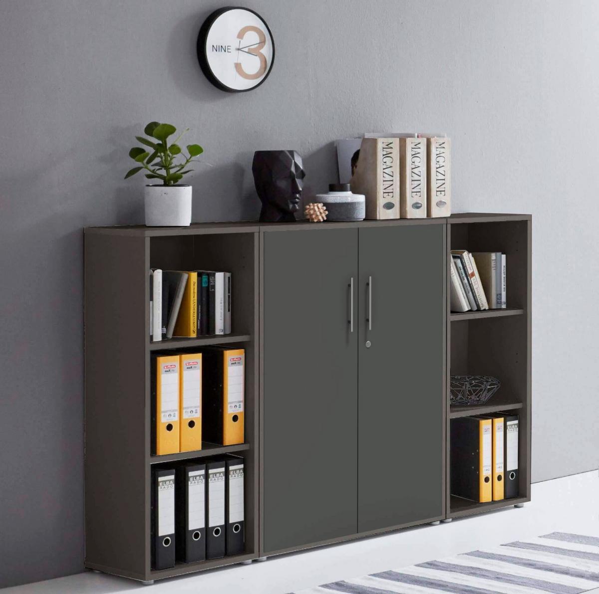 AKTENSCHRANK OFFICE EDITION - SW SET 2 - Anthrazit, MODERN, Holzwerkstoff (172,6/113,6/33cm) - MID.YOU