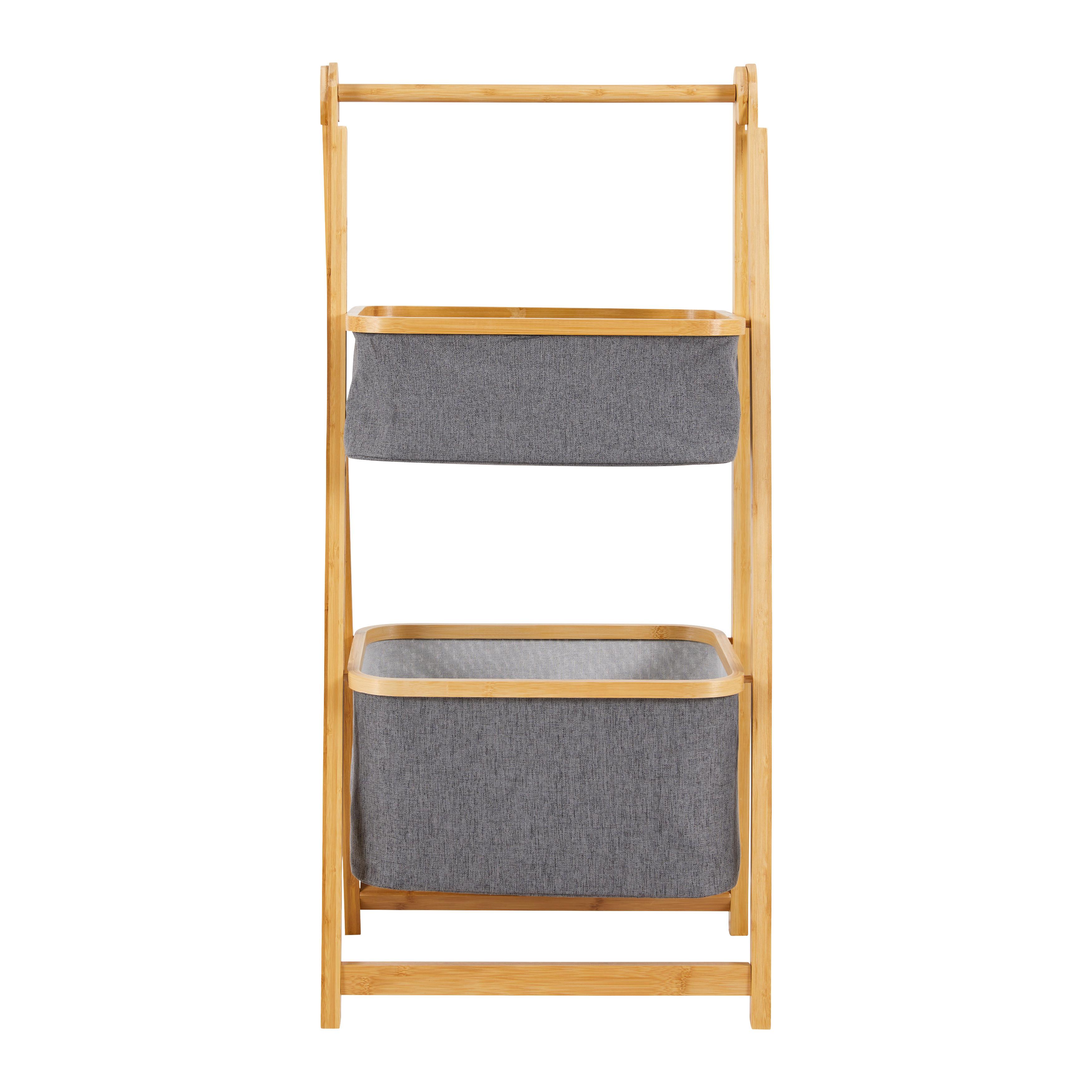 REGAŁ DO PRZECHOWYWANIA MISAKI - ciemnoszary, Modern, drewno/tkanina (44/35/99cm) - Bessagi Home