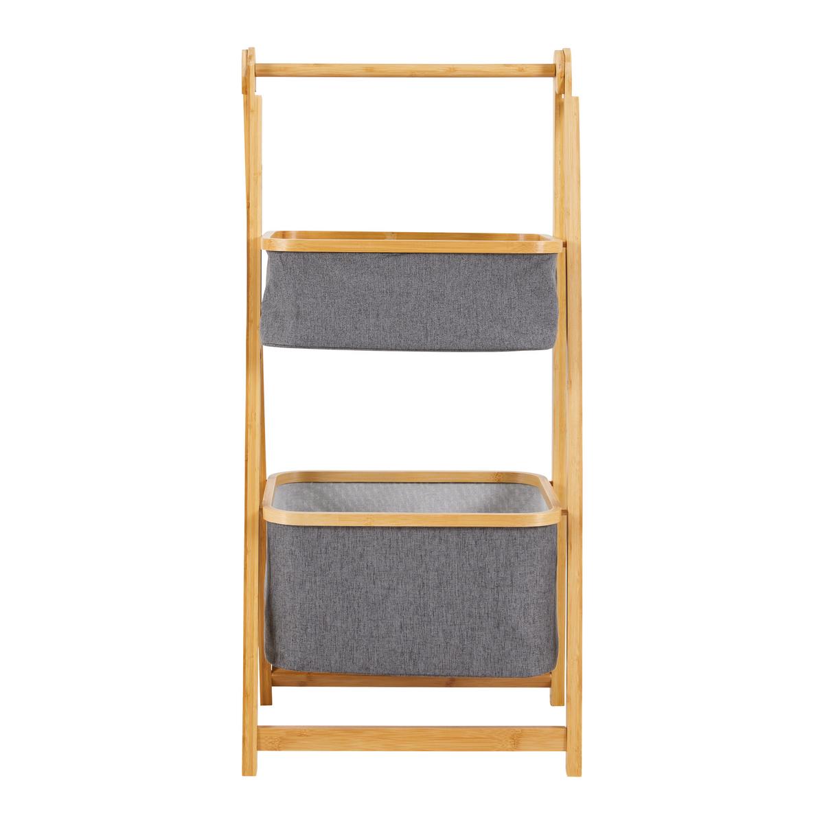 REGAŁ DO PRZECHOWYWANIA MISAKI - ciemnoszary, Modern, drewno/tkanina (44/35/99cm) - Bessagi Home