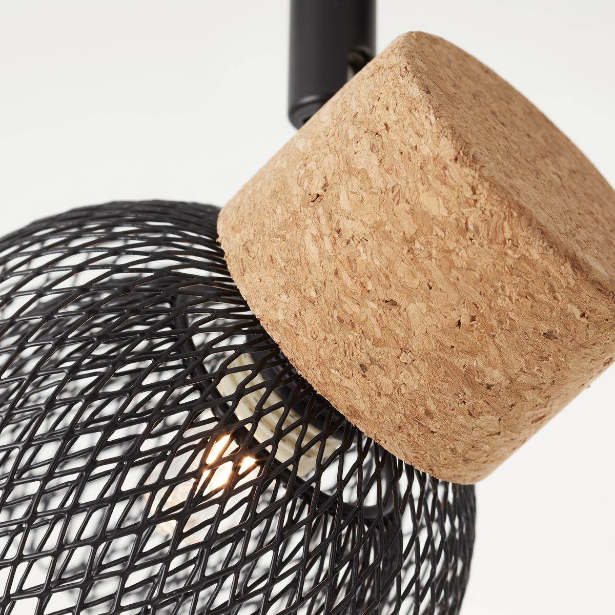 Deckenleuchte Flaka Schwarz max. 6 Watt - Schwarz, Natur, Holz/Metall (16,5/76,5/9cm) - Brilliant