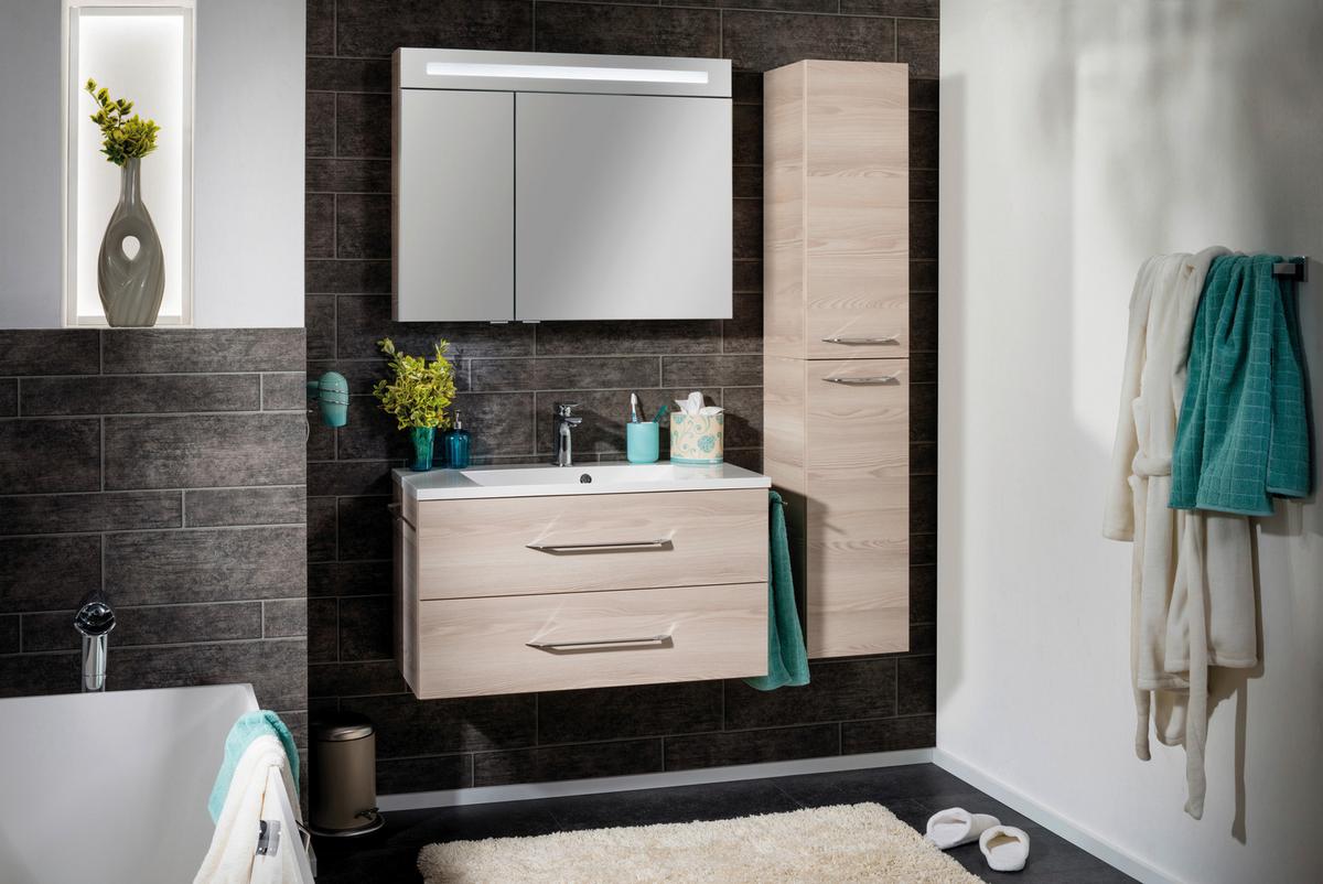 Spiegelschrank "B.Clever" , esche - Alufarben, MODERN, Glas/Holzwerkstoff (90/71/16cm) - MID.YOU