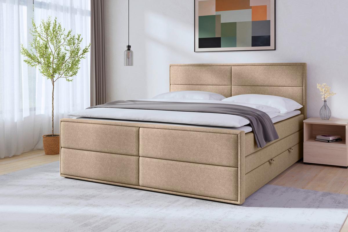 Boxspringbett Palermo ca. 180x200 cm Naturfarben - Schwarz/Naturfarben, MODERN, Karton/Holz (180/200cm) - MID.YOU