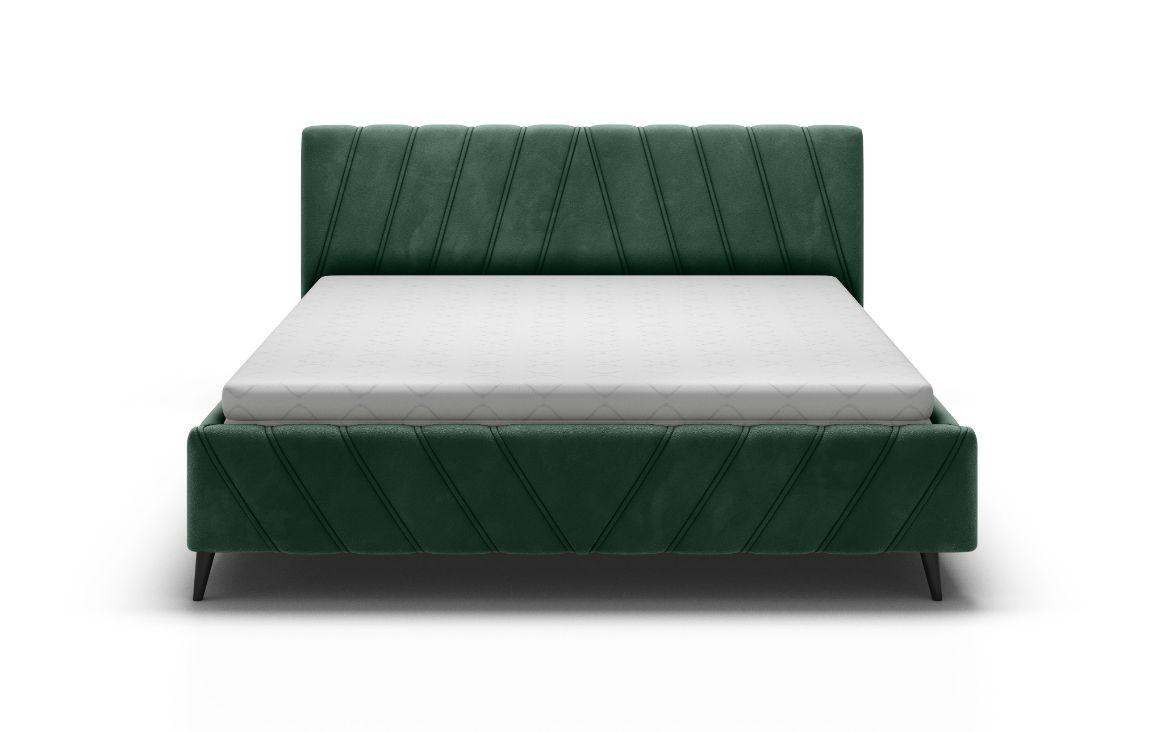 ŁÓŻKO TAPICEROWANE MELLI 180CM - czarny/ciemnozielony, Design, tkanina/drewno (180/200cm)