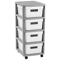 Fiókos Tároló Infinity - fehér/szürke, műanyag (36/29,5/65,5cm) - Curver