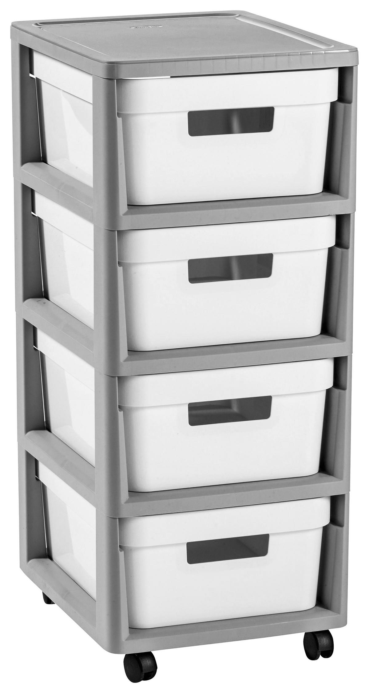 Fiókos Tároló Infinity - fehér/szürke, műanyag (36/29,5/65,5cm) - Curver