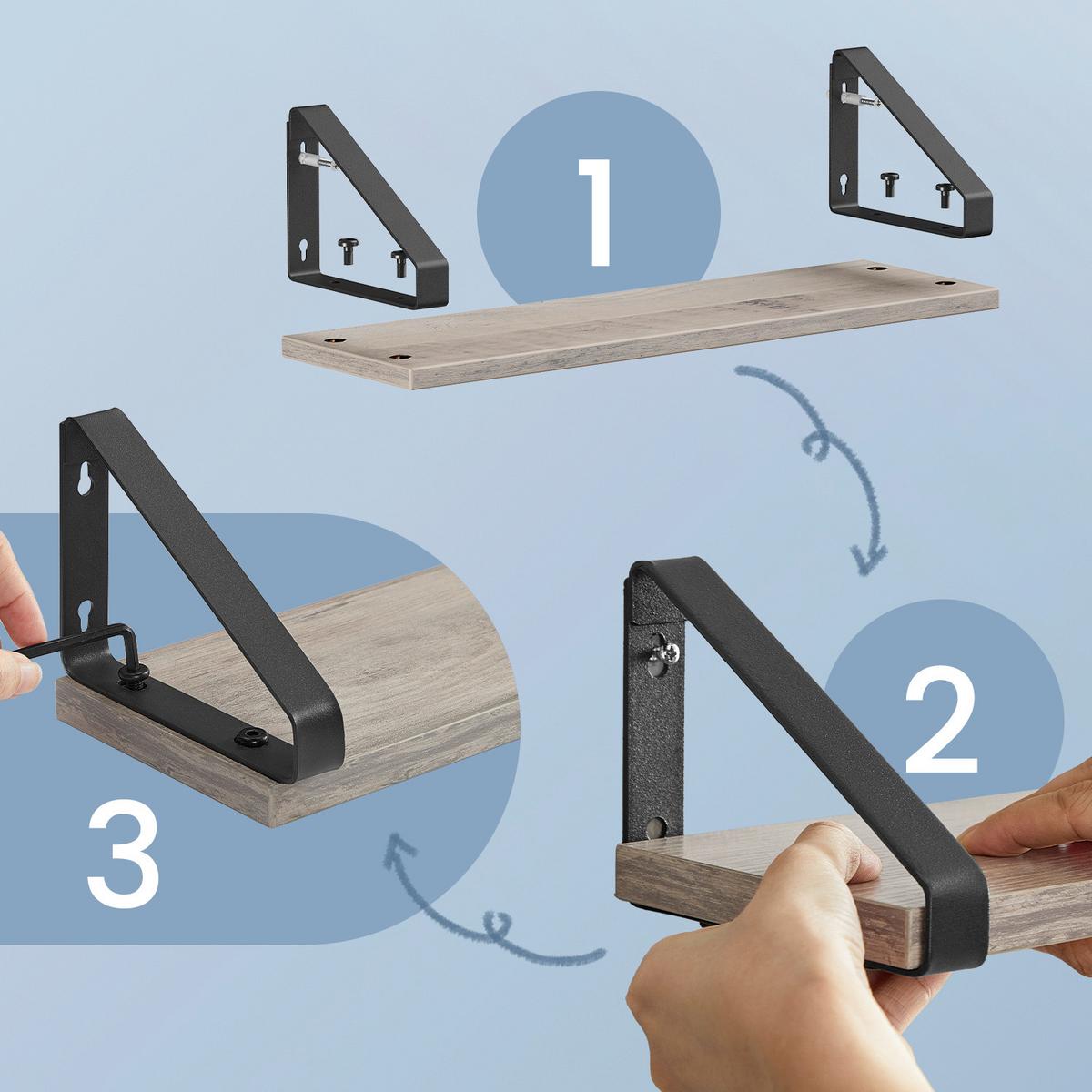 WANDREGALSET WALL SHELF SET - Greige/Schwarz, MODERN, Holzwerkstoff/Metall (40/11/12cm) - MID.YOU