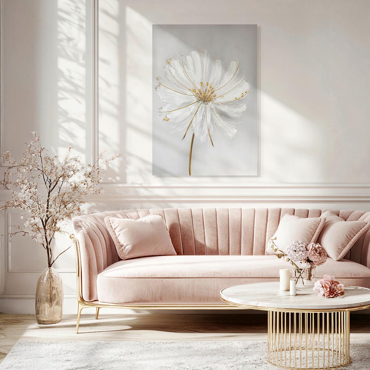 Leinwandbild Gentle Petals Weiß/Goldfarben ca. 70x100cm - Goldfarben/Weiß, Basics, Holz/Textil (70/100cm)
