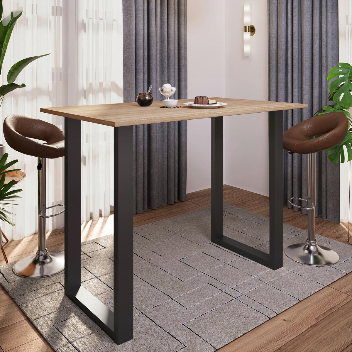 Bartisch XONA Schwarz/ Eiche ca.140x102x80cm - Schwarz/Sonoma Eiche, KONVENTIONELL, Holzwerkstoff/Metall (140/80/102cm)