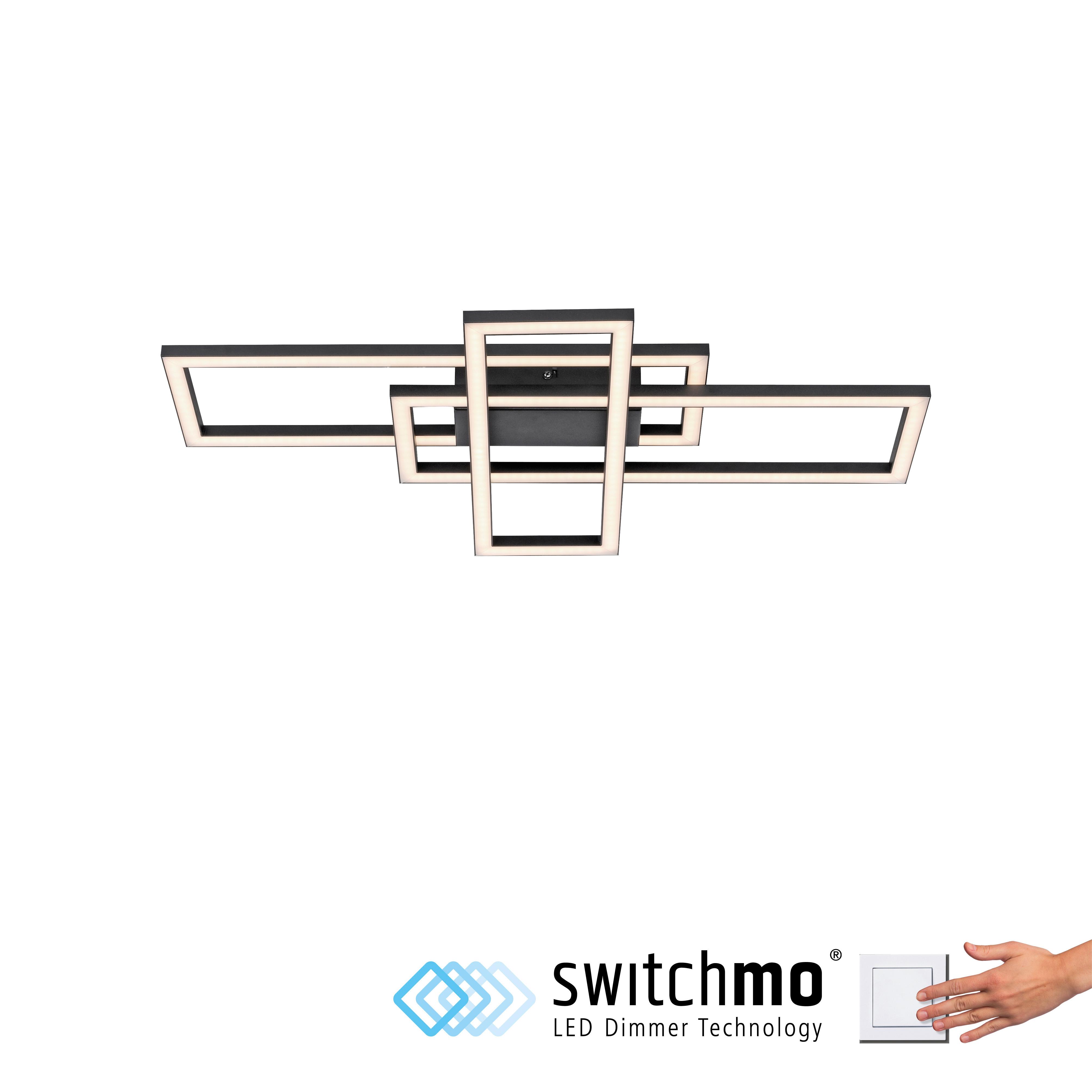 LED-Deckenleuchte Iven Schwarz max. 19 Watt - Schwarz, MODERN, Kunststoff/Metall (65/34,8/6,8cm)