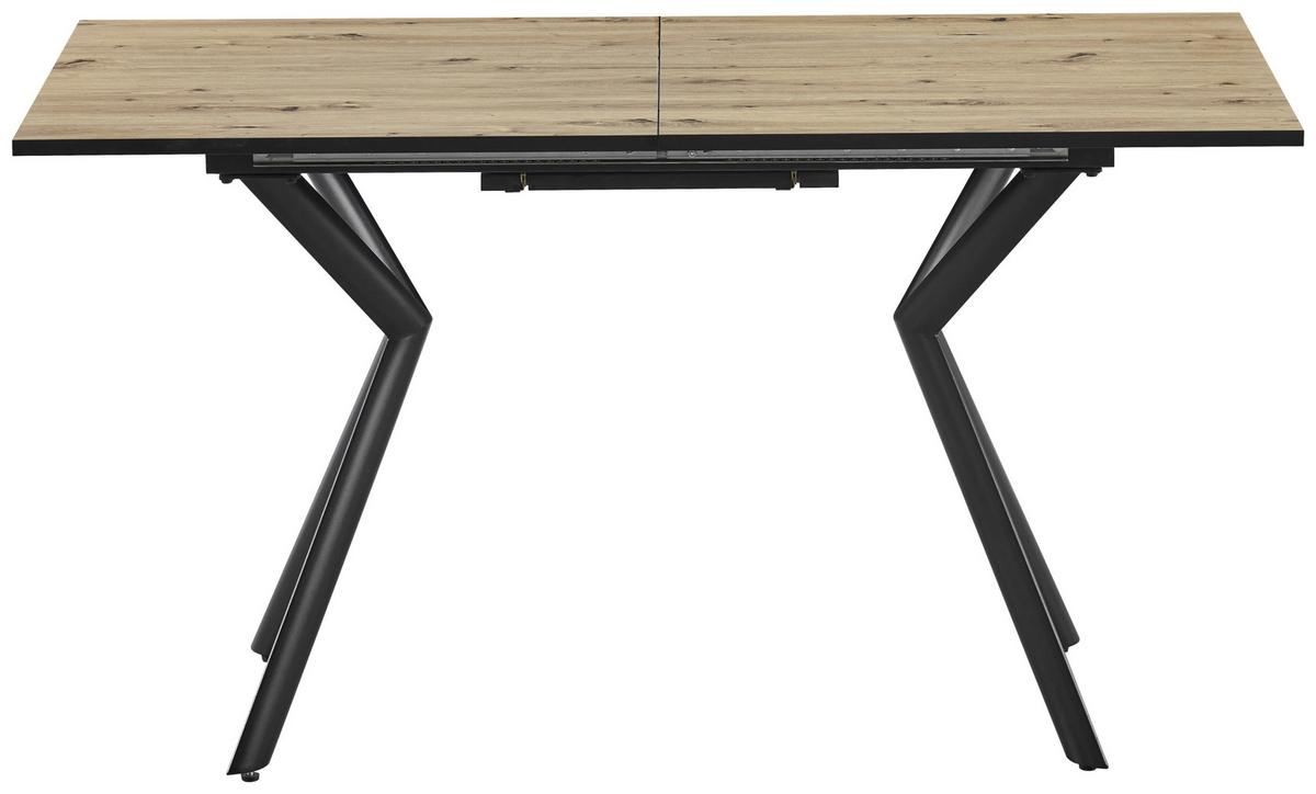 Raztegljiva Jedilna Miza Marcel, 140-180x80 - črna/barve hrasta, Moderno, kovina/leseni material (140-180/76/80cm)