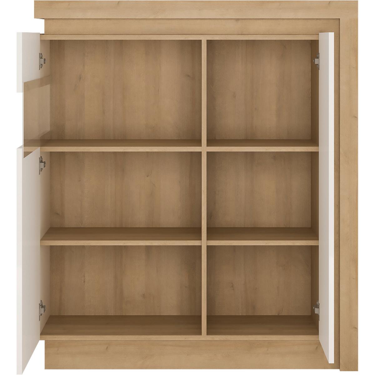 Komoda Lyon Hell - boje hrasta/bijela visoki sjaj, Trend, staklo/drvni materijal (107,5/123,6/42cm) - Modern Living