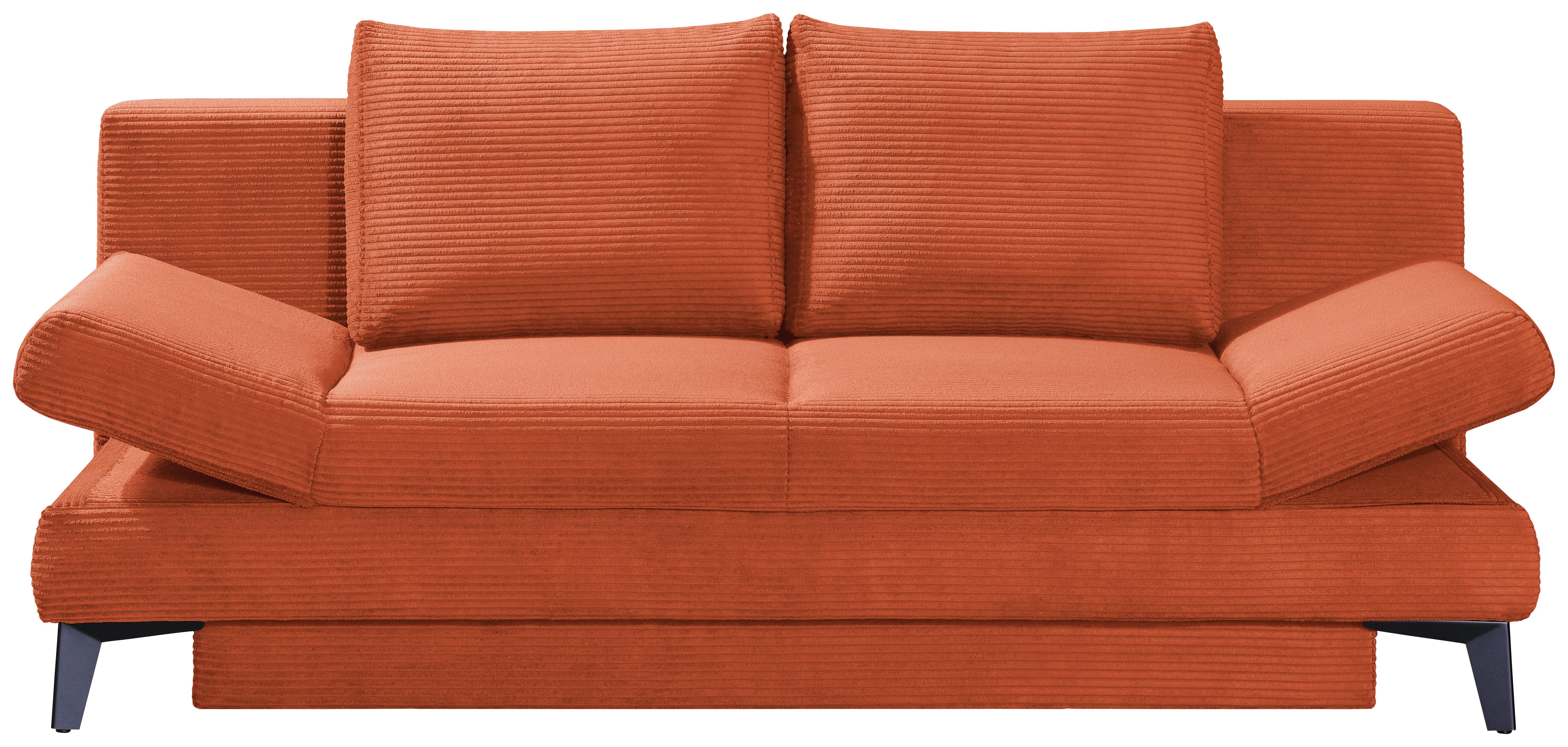SOFA Z FUNKCJĄ SPANIA MELBOURNE - kolor rdzawy/czarny, Design, metal/tkanina (200/85/90cm) - Novel