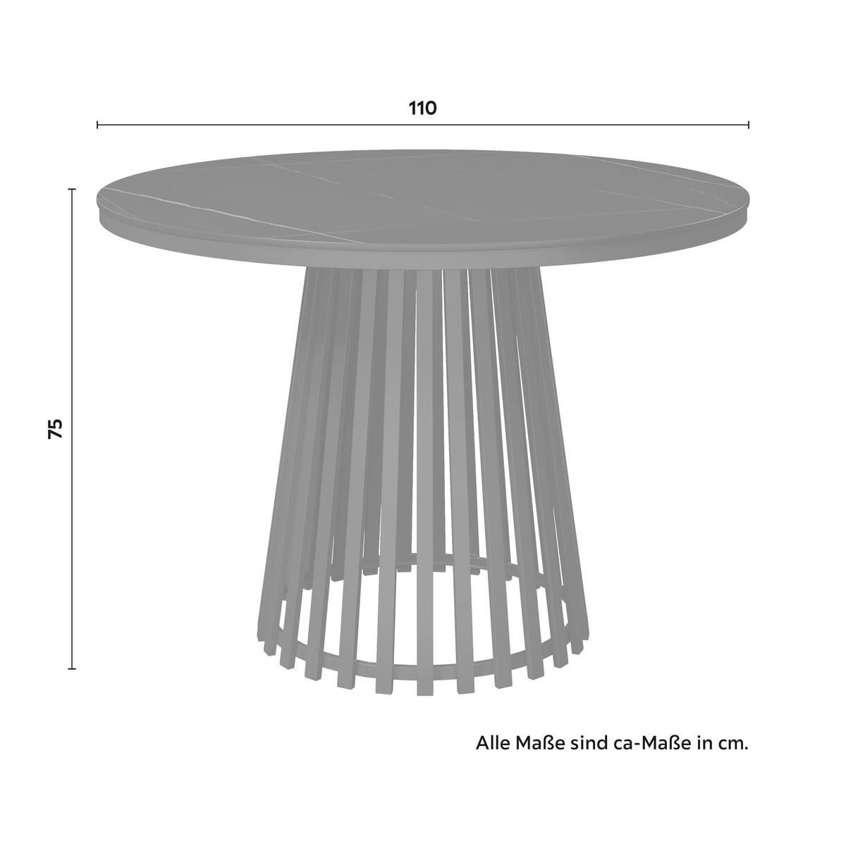 Esstisch rund Pela Schwarz MDF Ø/H ca. 110/75 cm - Schwarz, MODERN, Holzwerkstoff/Stein (110/75cm) - Bessagi Home