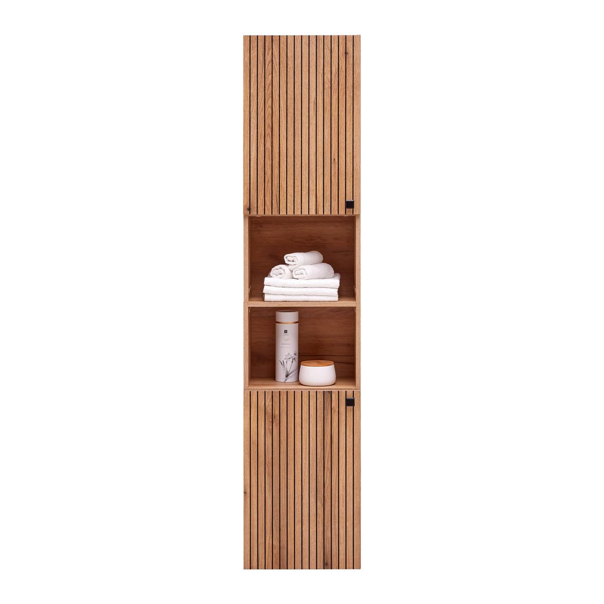 Hochschrank Purebliss Eichefarben - Eichefarben/Schwarz, MODERN, Holzwerkstoff/Metall (40/186/31cm) - Mömax