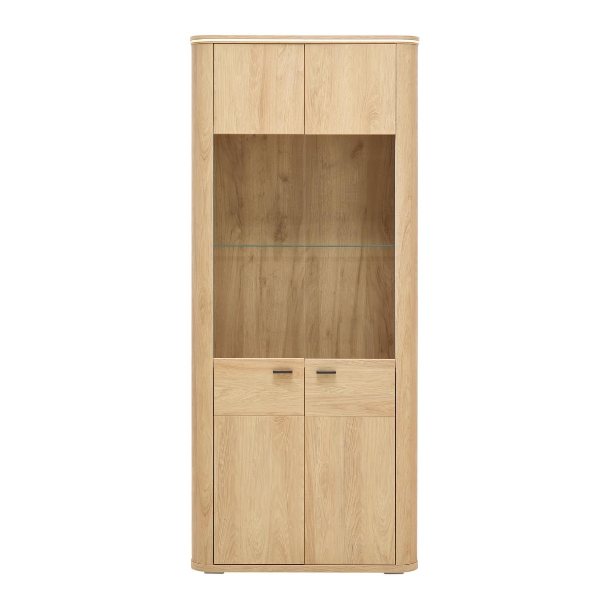 Vitrine Lagos Eichefarben - Eichefarben/Anthrazit, MODERN, Glas/Holzwerkstoff (89,2/209,5/37,5cm) - Premium Living