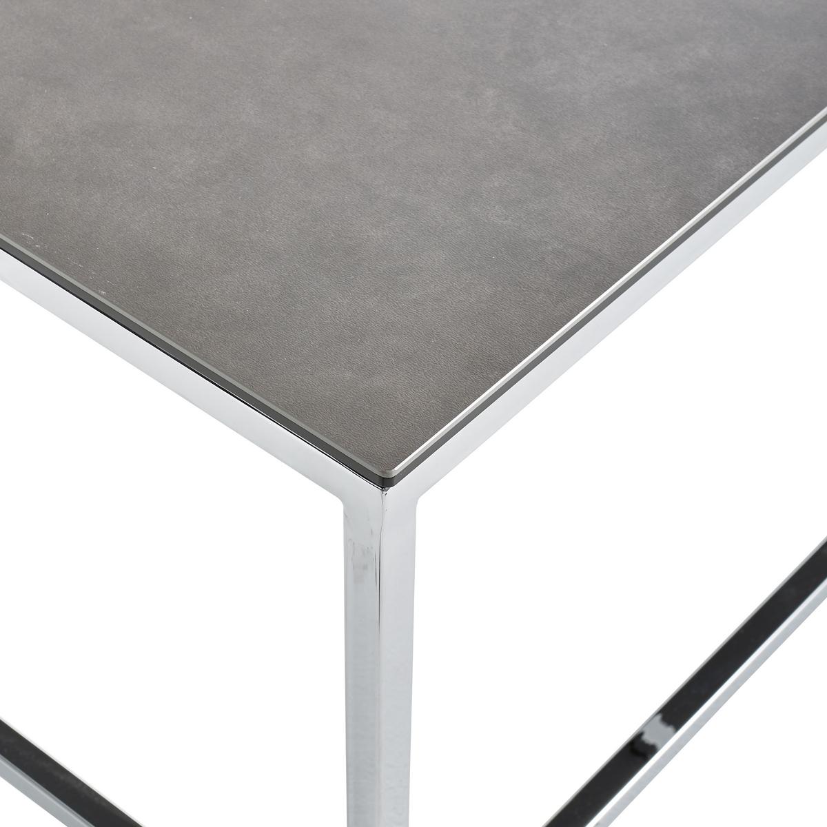 STOLIK KAWOWY VALENCIA I - szary/kolor chromowy, Design, metal/szkło (100/60/42cm) - Novel