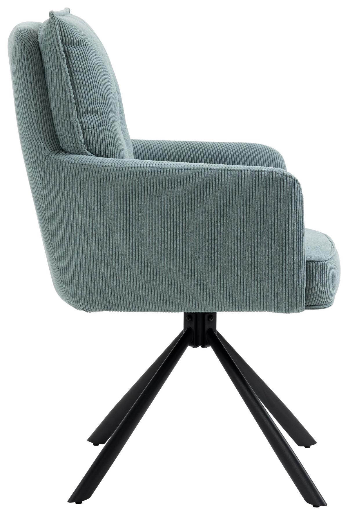 KRZESŁO Z PODŁOKIETNIKAMI POINT - czarny/jasnoniebieski, Design, metal/tkanina (60/95/67cm) - Novel