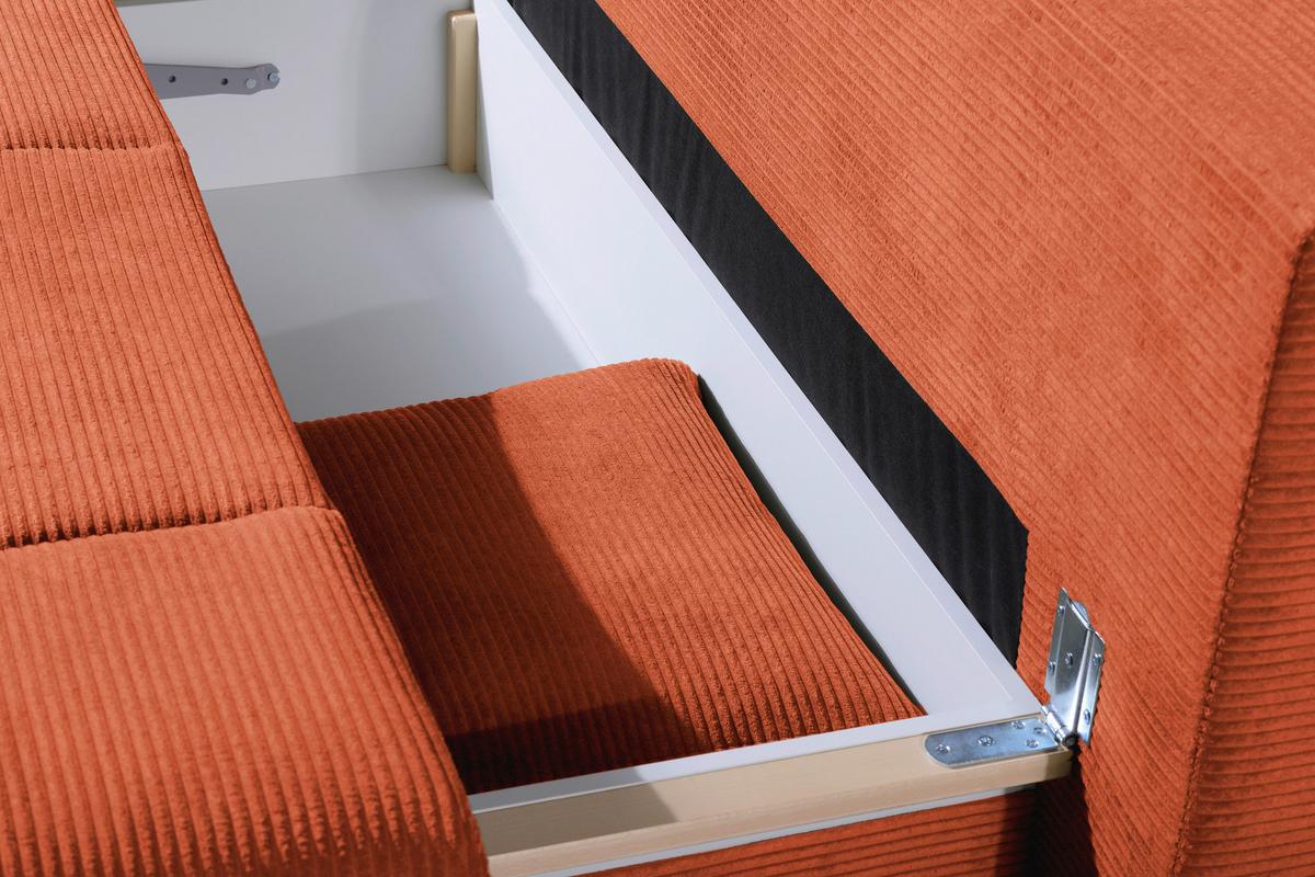 SOFA Z FUNKCJĄ SPANIA MELBOURNE - kolor rdzawy/czarny, Design, metal/tkanina (200/85/90cm) - Novel