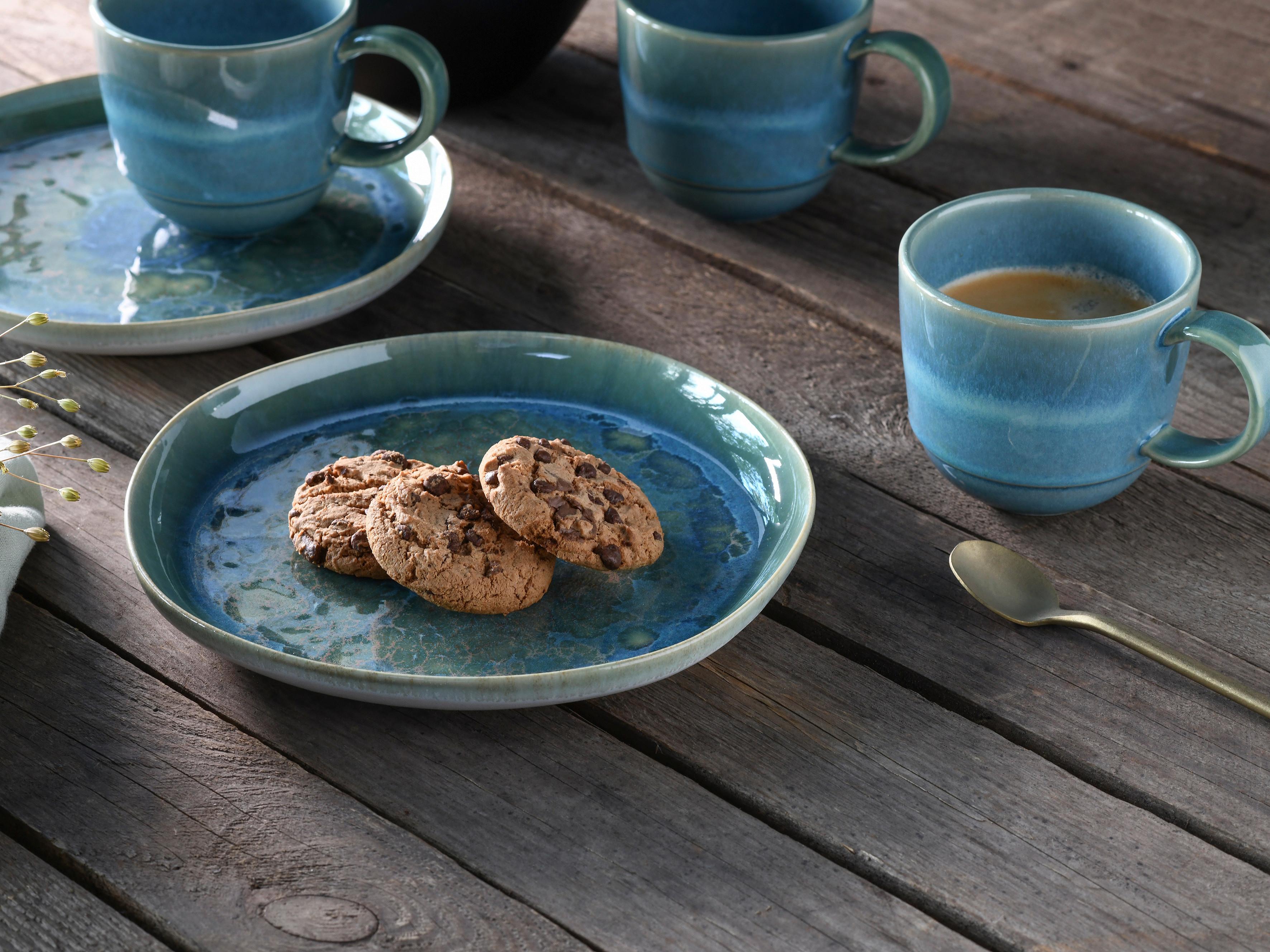 Servis Za Zajtrk Yuki Uno, 4-Delni - modra/zelena, Basics, keramika (17,5cm) - Creatable