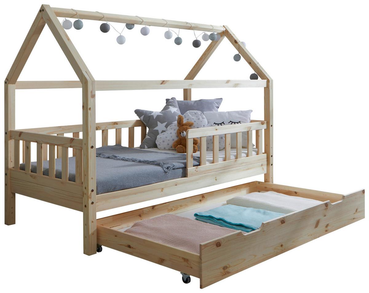 Hausbett Kay ca. 80x160 cm Kiefer Natur - Naturfarben, MODERN, Holz/Textil (80/160cm) - MID.YOU