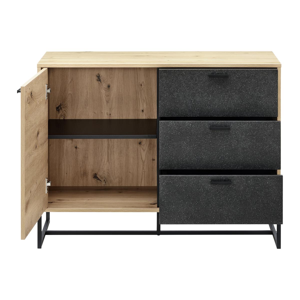 Sideboard Fosca Eichenfarben/Schwarz MDF - Eichefarben/Schwarz, MODERN, Metall (100/76/40cm) - Bessagi Home