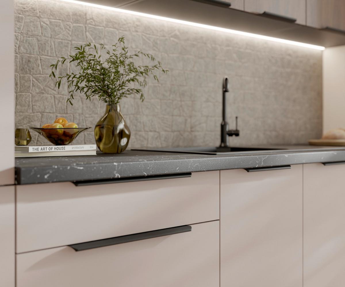 Blok Kuhinja Arona/monza - kašmir/boja orahovog drveta, Moderno, metal/pločasti materijal (260/210/60cm) - Modern Living