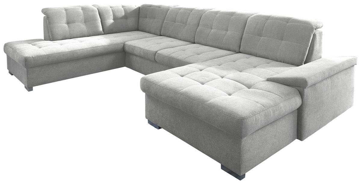 Wohnlandschaft Zira Silberfarben Nylon/Mikrofaser - Chromfarben/Silberfarben, Design, Kunststoff/Textil (212/330/169cm) - Livetastic