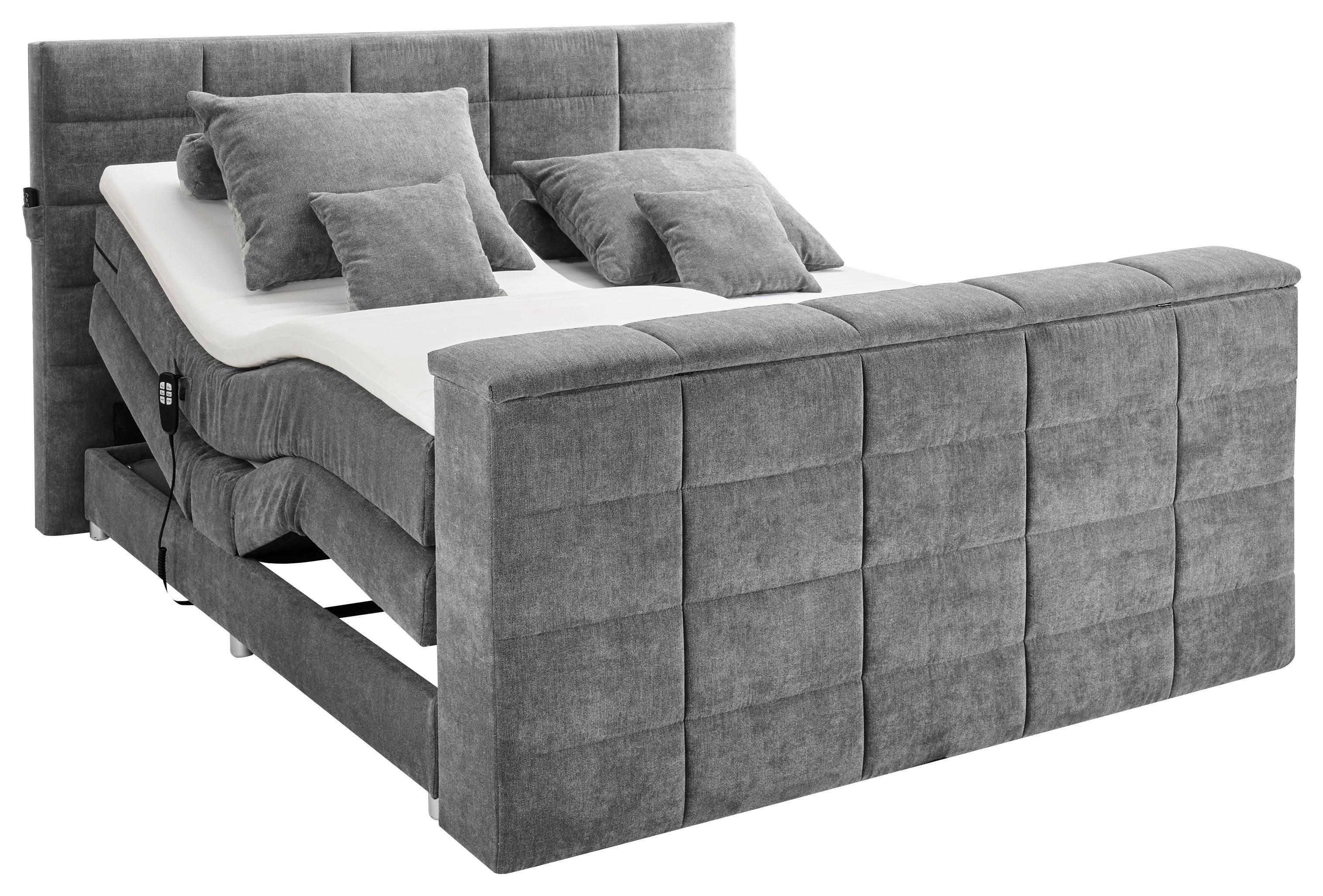 Boxspringbett Denver Grau ca. 180x200 cm mit Topper - Grau, KONVENTIONELL, Textil (180/200cm) - Carryhome