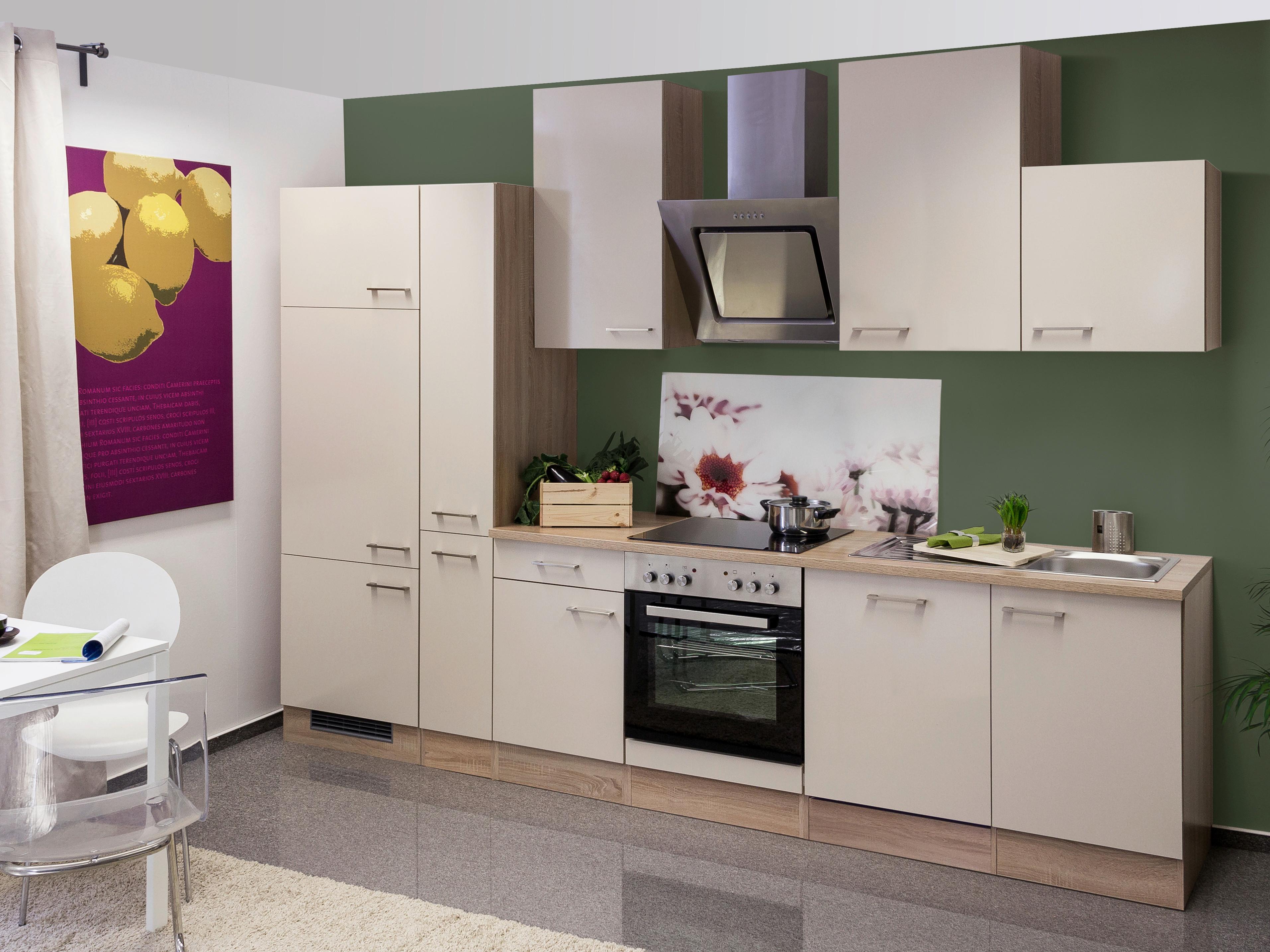 Kuhinjski Blok Z Aparati Nepal, Kašmir, Barva Hrasta - barve nerjavečega jekla/kašmir, Moderno, kovina/leseni material (310cm) - FlexWell