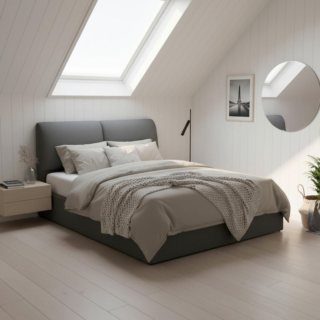 Polsterbett Perla Dunkelgrau ca. 180x200 cm - Dunkelgrau/Schwarz, MODERN, Holz/Kunststoff (180/200cm) - Bessagi Home