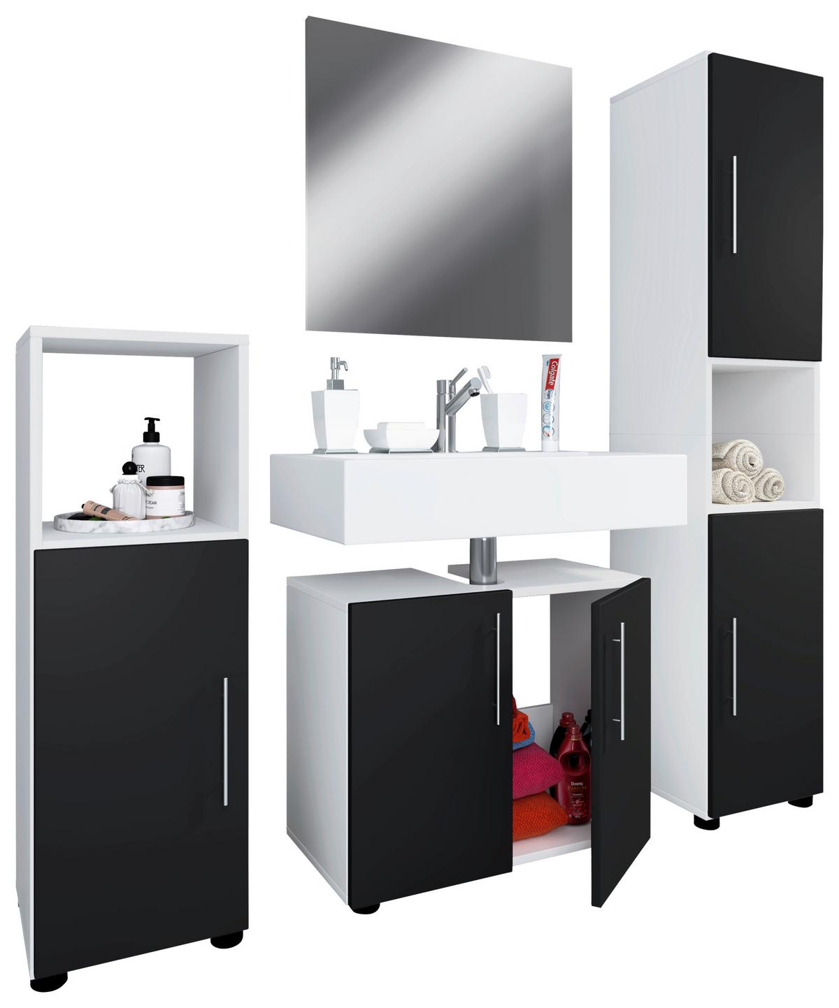 Kopalnica Flandu Ii, Bela, Črna - črna/bela, Moderno, leseni material (122cm) - MID.YOU