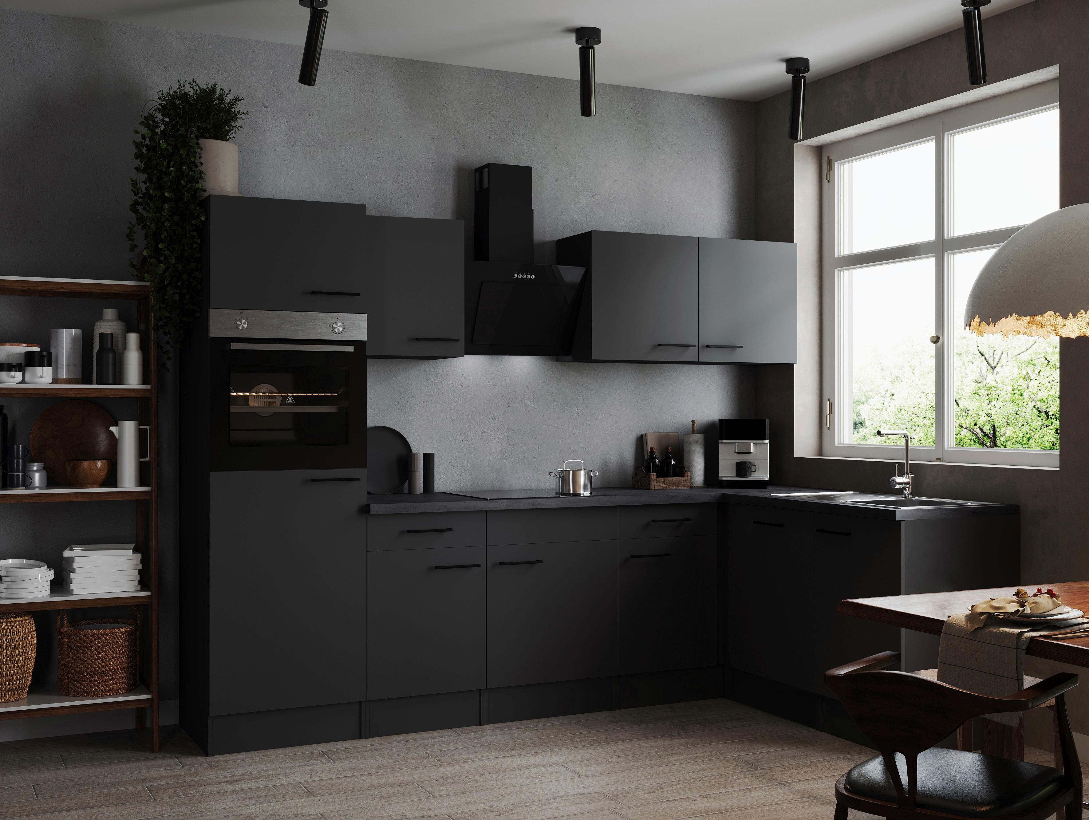 Kotna Kuhinja Z Aparati Oliver, 280x172cm - temno siva/črna, Design, kovina/leseni material (280/172cm) - Respekta