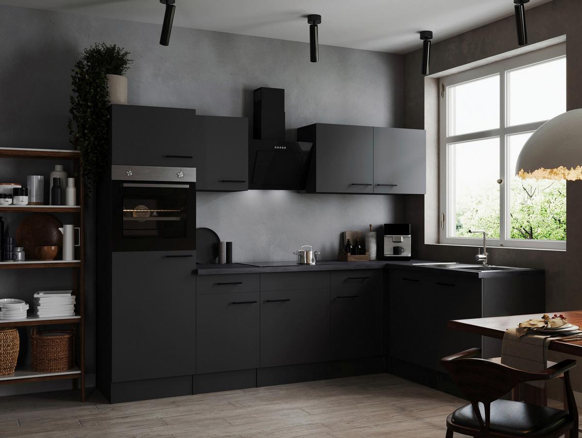 Kotna Kuhinja Z Aparati Oliver, 280x172cm - temno siva/črna, Design, kovina/leseni material (280/172cm) - Respekta