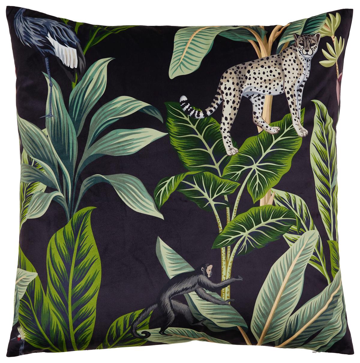 Zierkissen Junglelife in Bunt ca. 60x60cm - Schwarz, KONVENTIONELL, Textil (60/60cm) - Modern Living