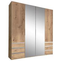 Ormar S Klasičnim Vratima Level - srebrne boje/boje hrasta, Moderno, staklo/drvni materijal (200/216/58cm) - Modern Living