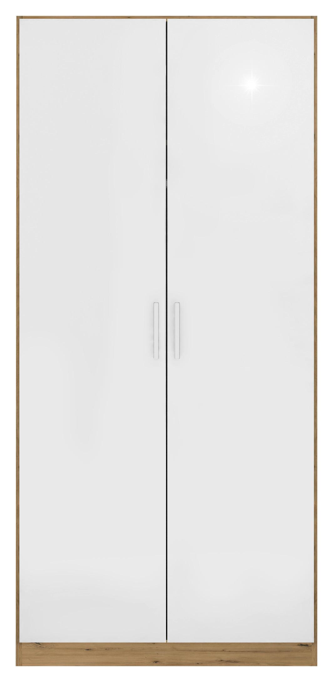 DULAP USI ROTATIVE BERLIN - stejar Artisan/alb lucios intens, Modern, material pe bază de lemn (91/197/54cm) - Modern Living