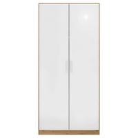 Drehtürenschrank Berlin Weiß Hochglanz, Eiche Artisan - Chromfarben/Weiß Hochglanz, MODERN, Holzwerkstoff/Kunststoff (91/197/54cm) - Rauch Möbel