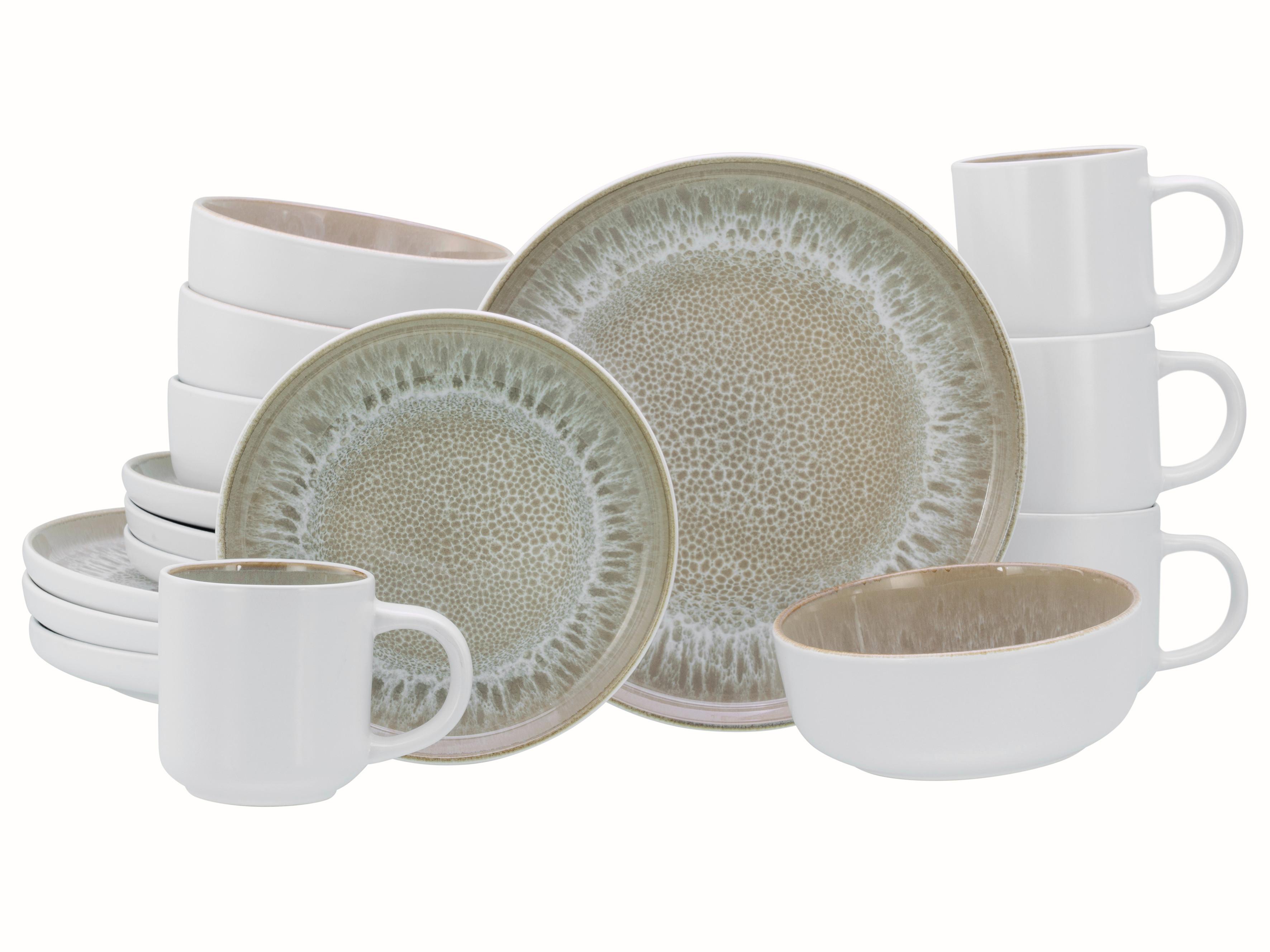 Kombinirani Servis Nordic Fjord Sand, 16-Delni - bela/bež, Basics, keramika - Creatable