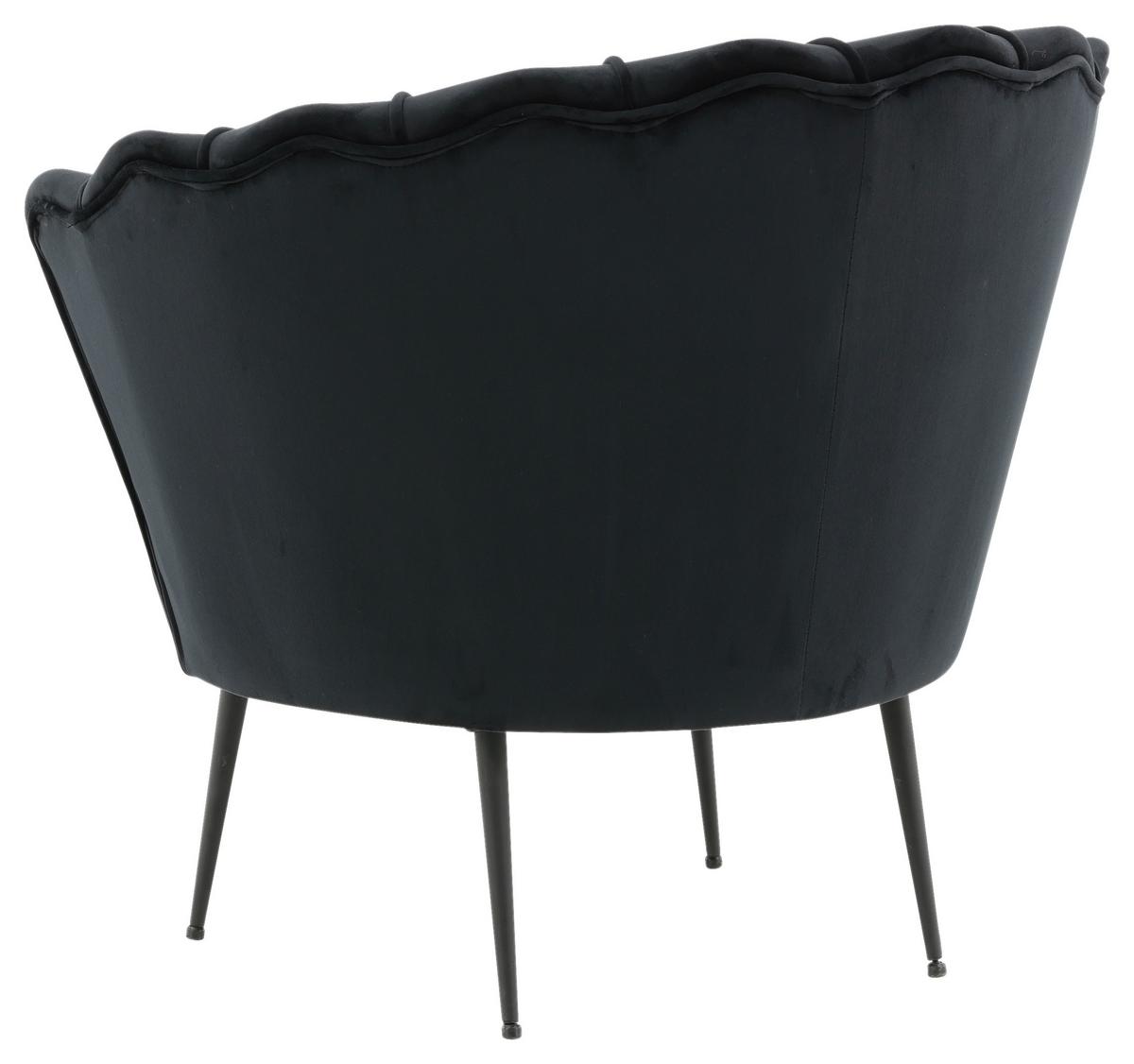 Sessel Calais ca. 83x76 cm Schwarz Samt - Schwarz, Design, Textil/Metall (83/76/77cm) - Livetastic