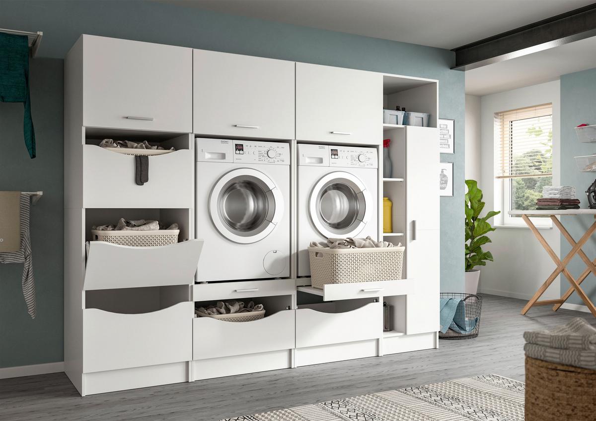 Omara Za Pralni In Sušilni Stroj Free, Bela - bela, Basics, leseni material (233/195/68cm) - MID.YOU