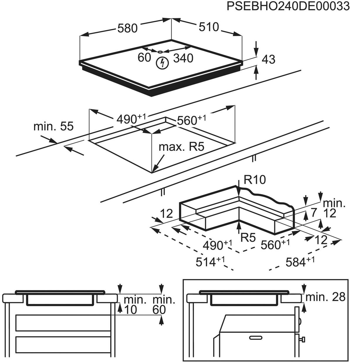 PŁYTA KUCHENNA-CERAMIKA SZKL. LRD6400IK - czarny, Basics, szkło (58/4,0/51cm) - Electrolux