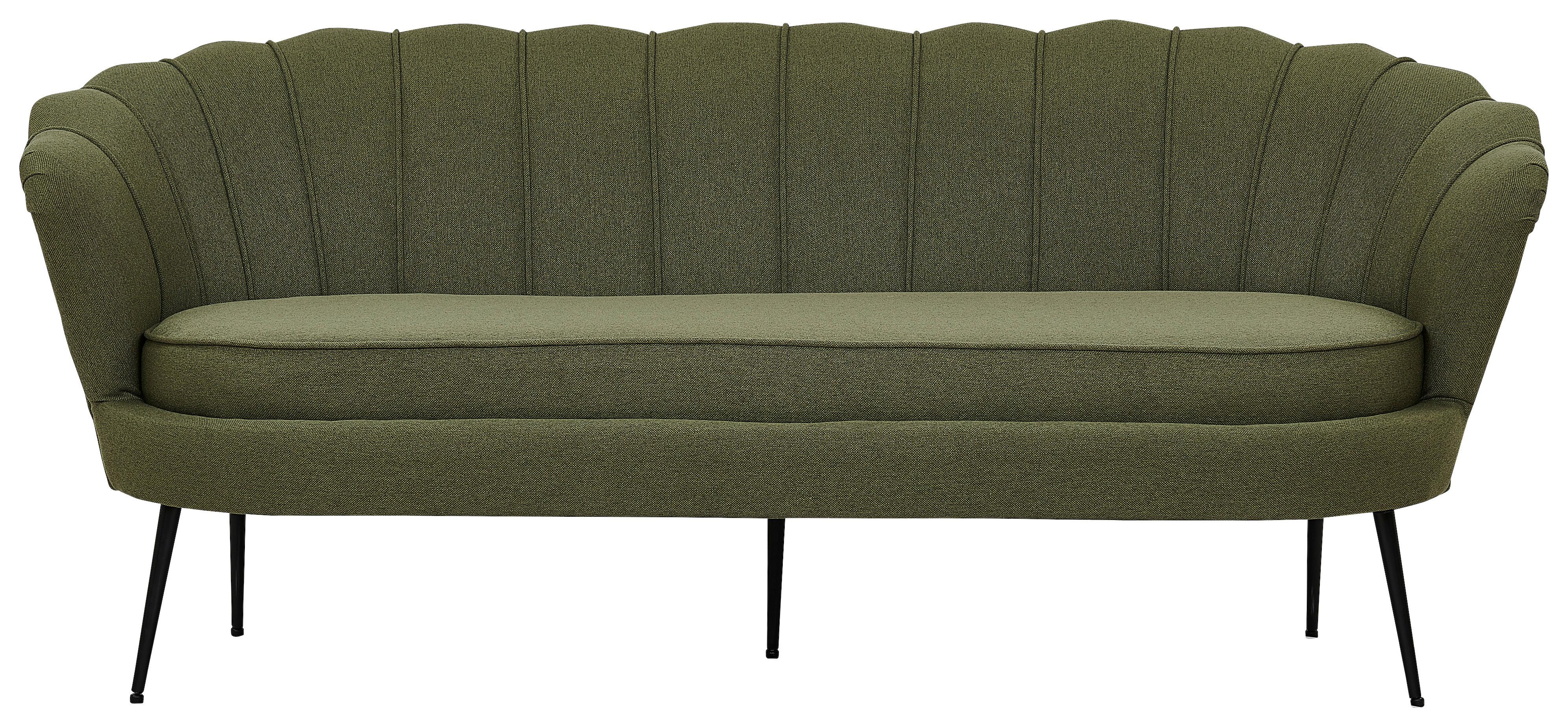 Sofa Calais ca. 180 cm Olivgrün - Schwarz/Olivgrün, Design, Textil/Metall (180/78.5/78cm) - Livetastic