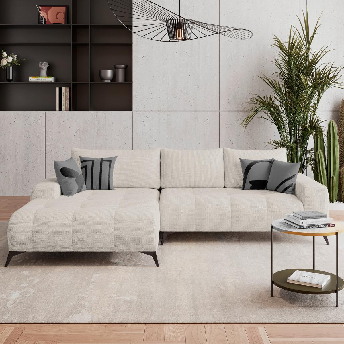 Kutna Garnitura Mauro - boje sedefa/crna, Trend, tekstil/metal (175/290cm) - Luca Bessoni